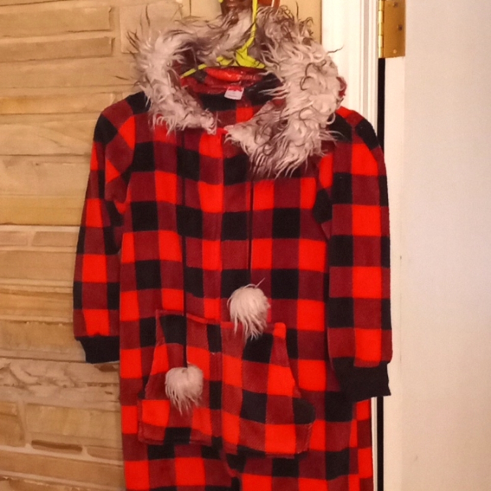 Holiday plaid pj onesie